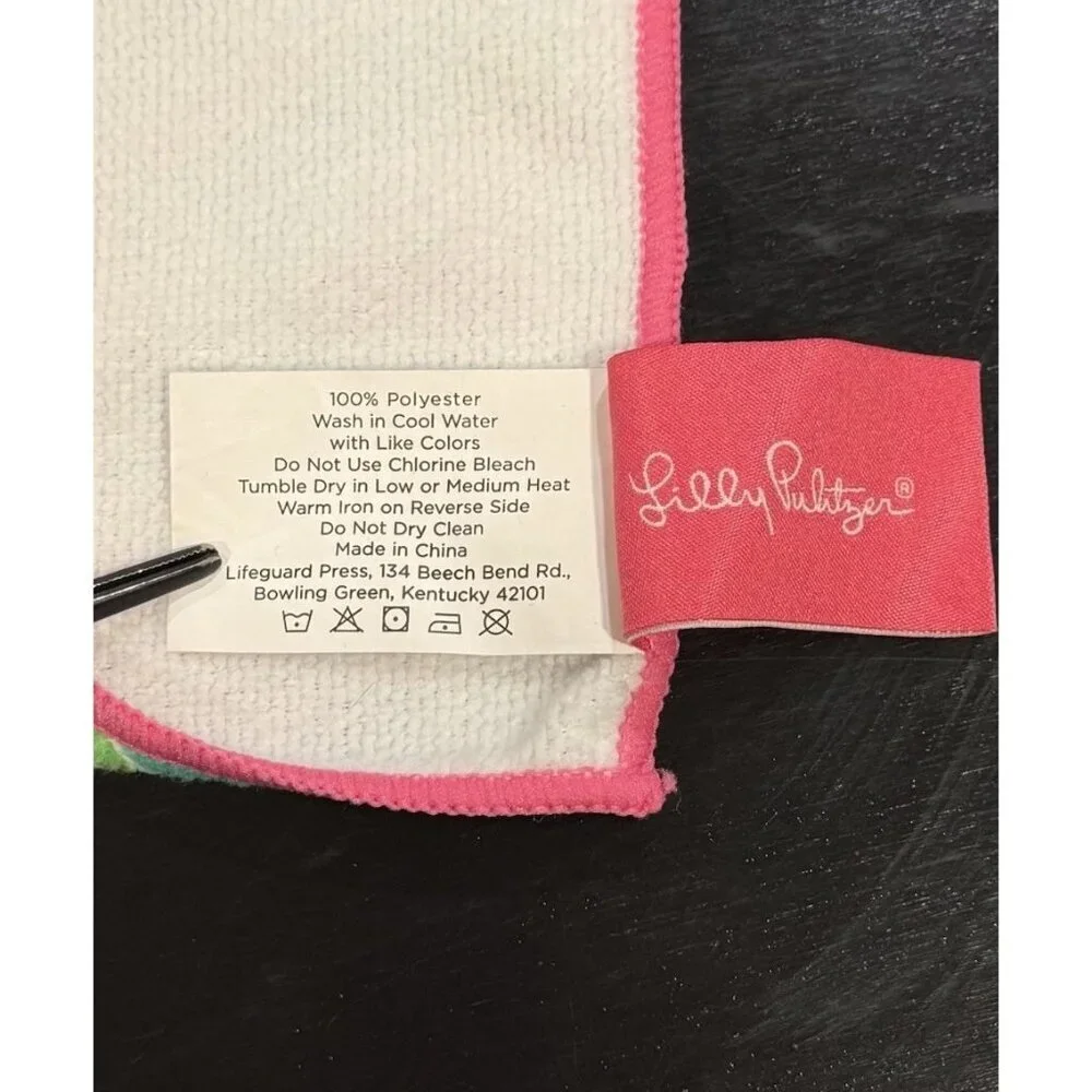 Lilly Pulitzer Oversized Pink Blue Tropical Print Beach Lounge Towel Blanket